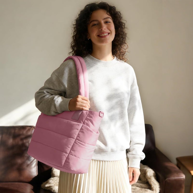 GASSDA Tote Bag for Women Puffer Tote Bag Large Nurse Bags Shoulder Handbag with Zipper for Work Travel - Image 2